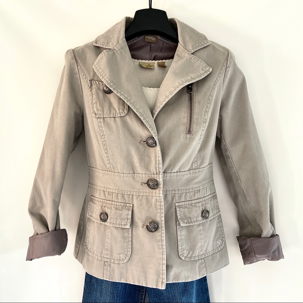 Casual Blazer Jacket w Pockets & Roll Up Sleeves